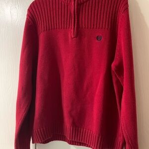 Chaps Men's Zip Up Sweater - Rich Red